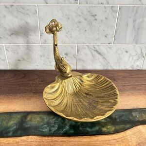 Vintage Brass Koi Fish Shell Soap Dish / Brass Trinket Dish - Wall Hanging